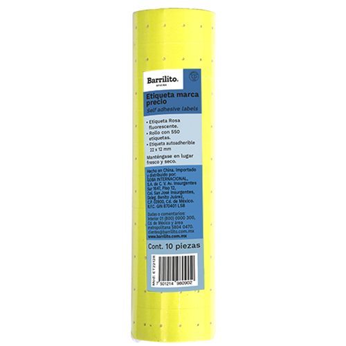 ETIQUETA TRAK BARRILITO PTE C/10 ROLLOS AMARILLO