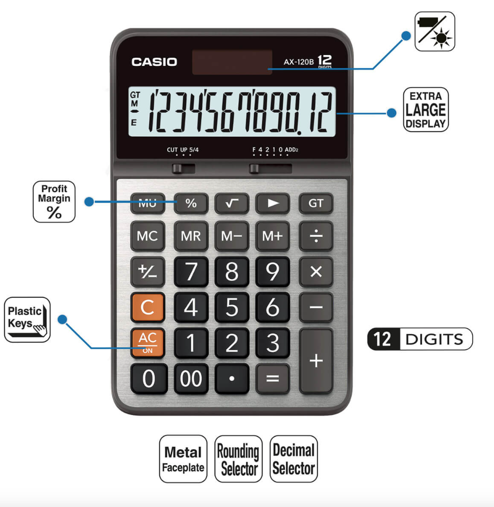 CALCULADORA CASIO DE ESCRITORIO AX-120B