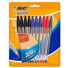 BOLIGRAFO BIC DURA MAS BLISTER C/10 PZAS SURTIDO BASICO