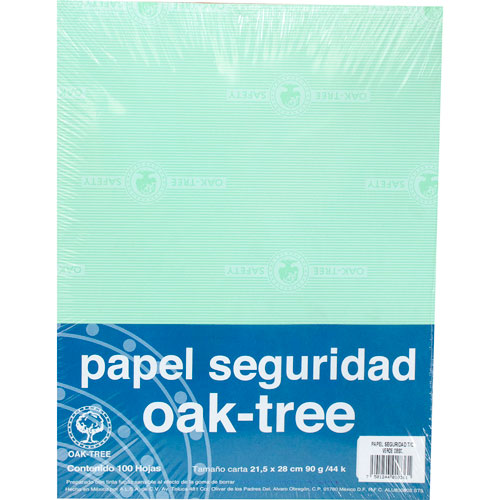 PAPEL SEGURIDAD T/CARTA OAK-TREE VERDE C/100