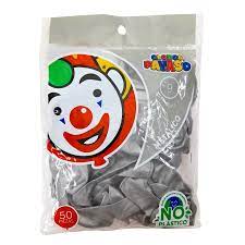 GLOBO METALICO # 9 C/50 PZAS. PLATA