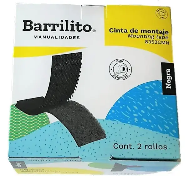 CINTA VELCRO DE MONTAJE NEGRO 8352CMN 2.5X200CM