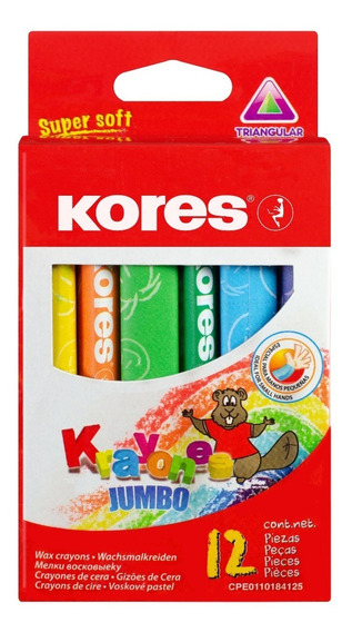 CRAYON KORES JUMBO TRIANGULAR CAJA C/12 PZAS