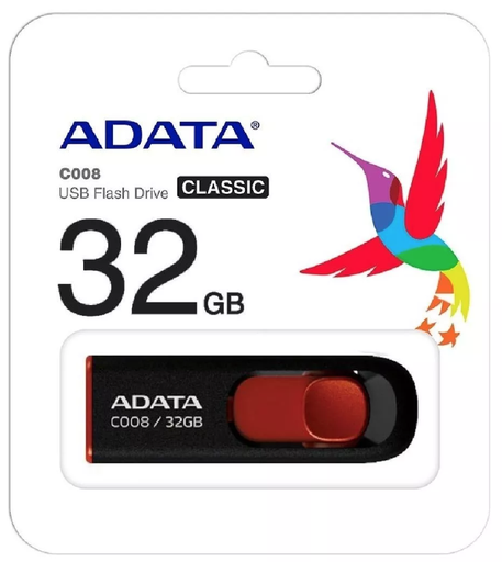 [10-816010] MEMORIA USB ADATA 32 GB NEGRO/ROJO MOD.C008