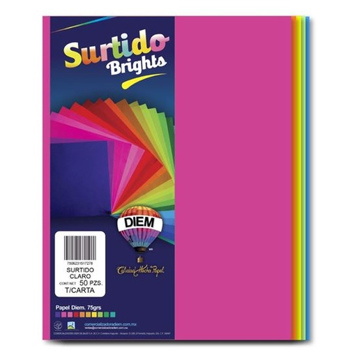 [10-657199] PAPEL DIEM CARTA MULTICOLOR BRIGHTS 10 COL. PTE 25