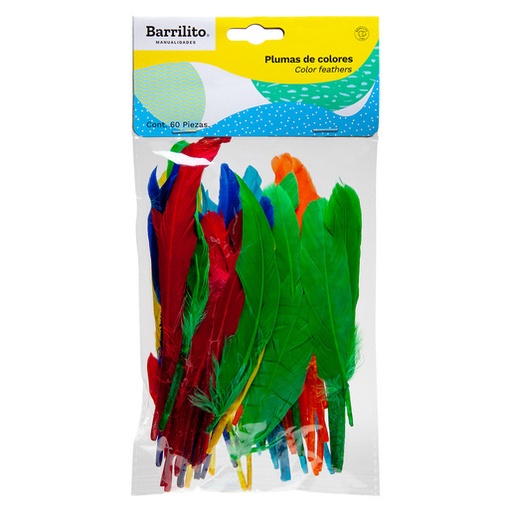 [10-104628] PLUMAS BARRILITO DE COLORES GRANDE C/24 PZA