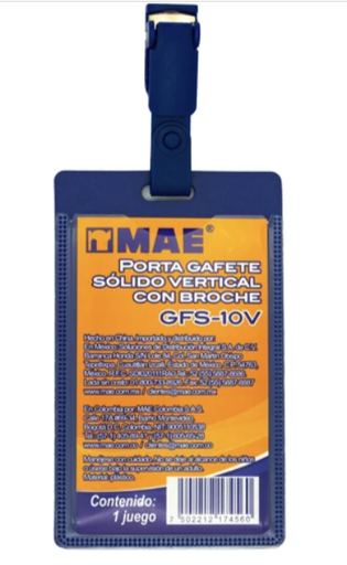 [13-GFSV10] PORTA GAFETE PLASTICO RIGIDO AZUL VERTICAL MAE 5X9