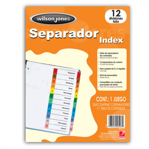 [10-102018] SEPARADOR WILSONJONES INDEX P1348 C/12SEPARADORES