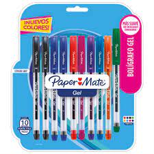 [10-130946] BOLIGRAFO GEL PAPER MATE BLISTER C/10 PZAS SURTIDAS.