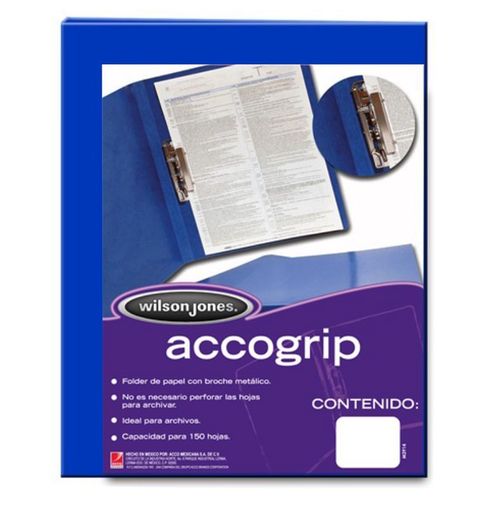 [10-102032] FOLDER ACCOGRIP CON PALANCA CARTA AZUL FUERTE