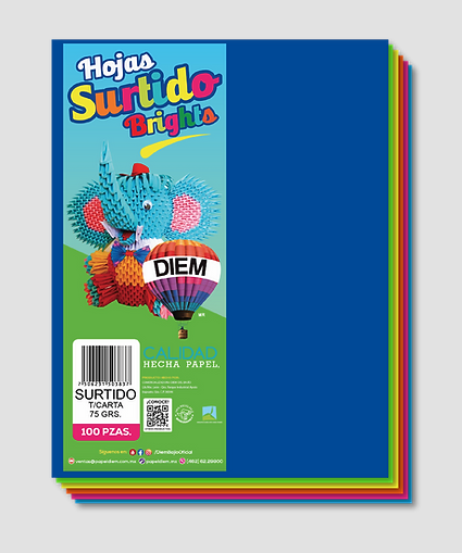 [10-657194] PAPEL DIEM CARTA MULTICOLOR BRIGHTS OSC. 5 COL. PTE. 100