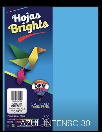 [10-657130] PAPEL DIEM CARTA BRIGHTS PTE C/100 15 AZUL