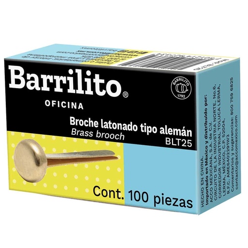 [10-104876] BROCHE LATONADO BARRILITO 15 MM. C/100