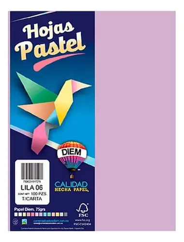 [10-657180] PAPEL DIEM CARTA PASTEL PQT/100H. LILA