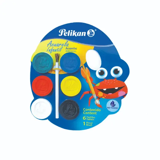 [10-328476] ACUARELA INFANTIL PELIKAN C/6 PASTILLAS