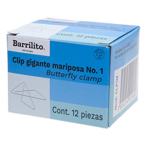 [10-104978] CLIP BARRILITO GIGANTE MARIPOSA NO.1 C/12 PZAS.
