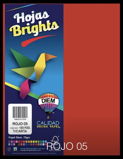 [10-657110] PAPEL DIEM CARTA PTE. C/100H ROJO