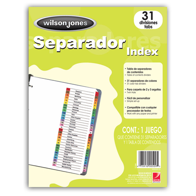 [10-102022] SEPARADOR WILSONJONES INDEX P1366 C/31 SEPARADORES