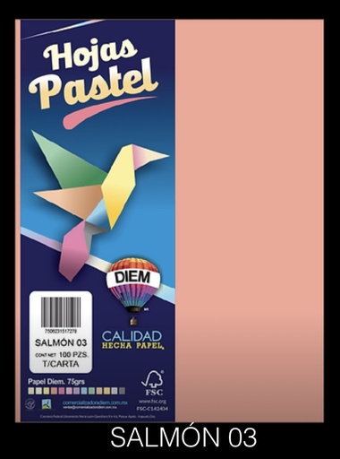 [10-657174] PAPEL CARTA PASTEL PTE C/100 03 SALMON