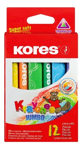 [10-262206] CRAYON KORES JUMBO TRIANGULAR CAJA C/12 PZAS