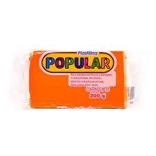 [10-120020] PLASTILINA POPULAR 200 GRS NARANJA