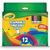 [10-134054] PLUMONES CRAYOLA LAVABLES GRUESO C/12 PZAS.