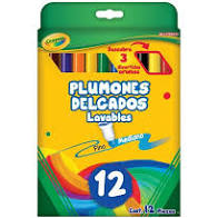 [10-134058] PLUMONES CRAYOLA LAVABLES DELGADO C/12 PZAS.
