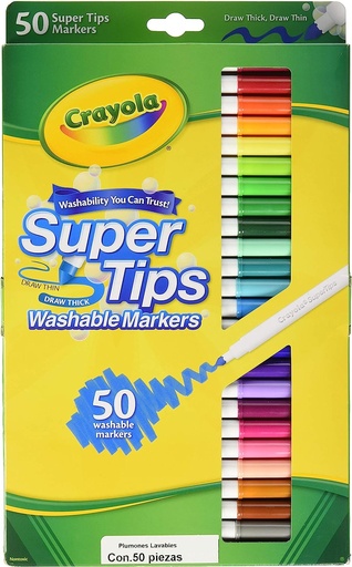 [10-134060] PLUMONES CRAYOLA SUPER TIPS ESTUCHE C/50 PZAS.