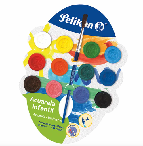 [10-328478] ACUARELA INFANTIL PELIKAN C/12 PASTILLAS