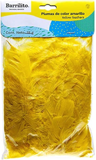 [10-104624] PLUMAS BARRILITO COLOR AMARILLO BOLSA C/18 G